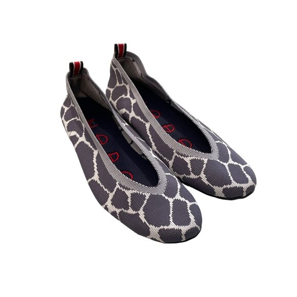 Nodo Knit Flats Giraffe Print Ballet Flats Shoes SlipOn Womens Size 8 Blue Gray - Picture 1 of 6